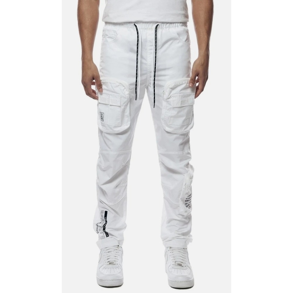 Smoke Rise NY Utility Joggers Printed White Windbreaker Pants XL